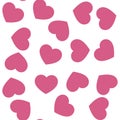 Pink hearts on white background. Seamless vector romantic love valentine pattern.